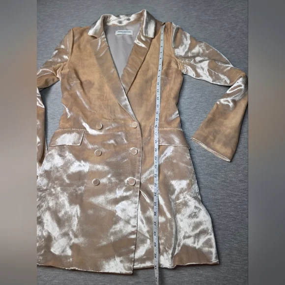 Amanda Upichard X Revolve Velvet Allix Blazer Dress Color Bone Size Small Preppy - Picture 6 of 7